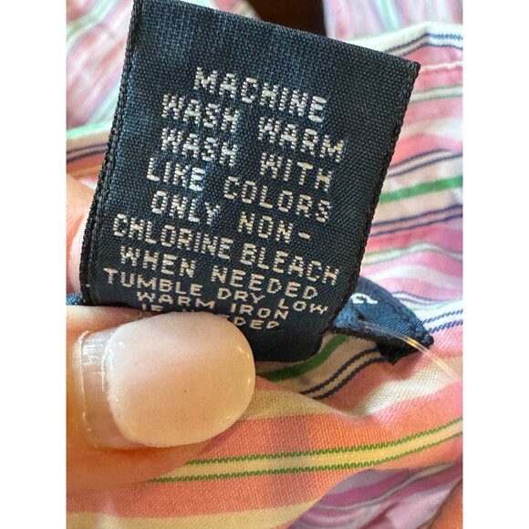 Ralph Lauren Shirt Boys 4 Pink Green Stripe Cotton Button Down Preppy NWT - Picture 8 of 9